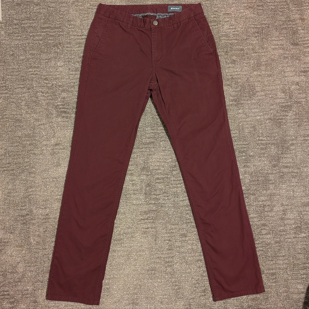 Bonobos Men's Burgundy Maroon Straight Slacks Chinos Pants 32/34